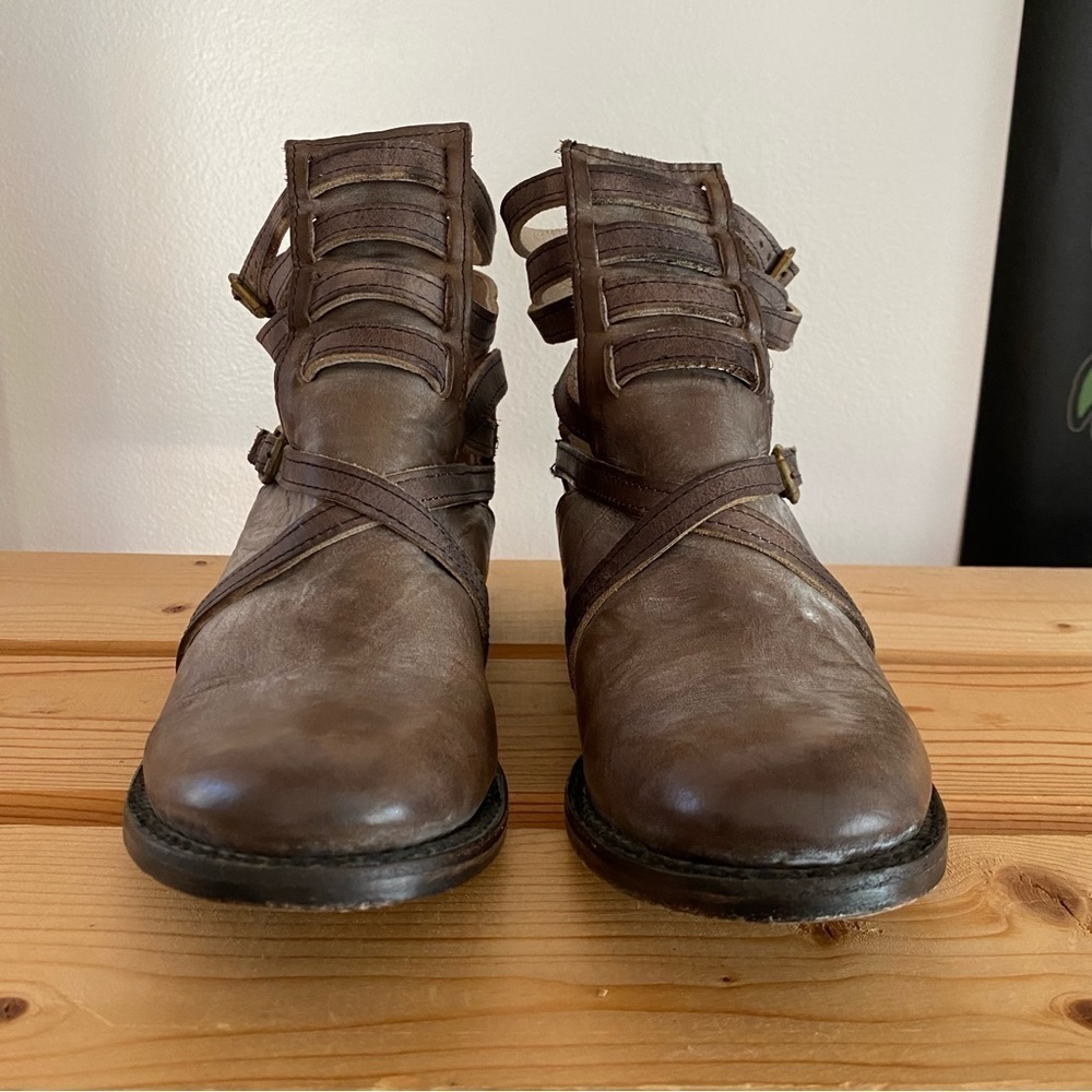 Firebird by Steven Gray Brown Leather Distressed Stair Ankle Boot 6 - Picture 2 of 16